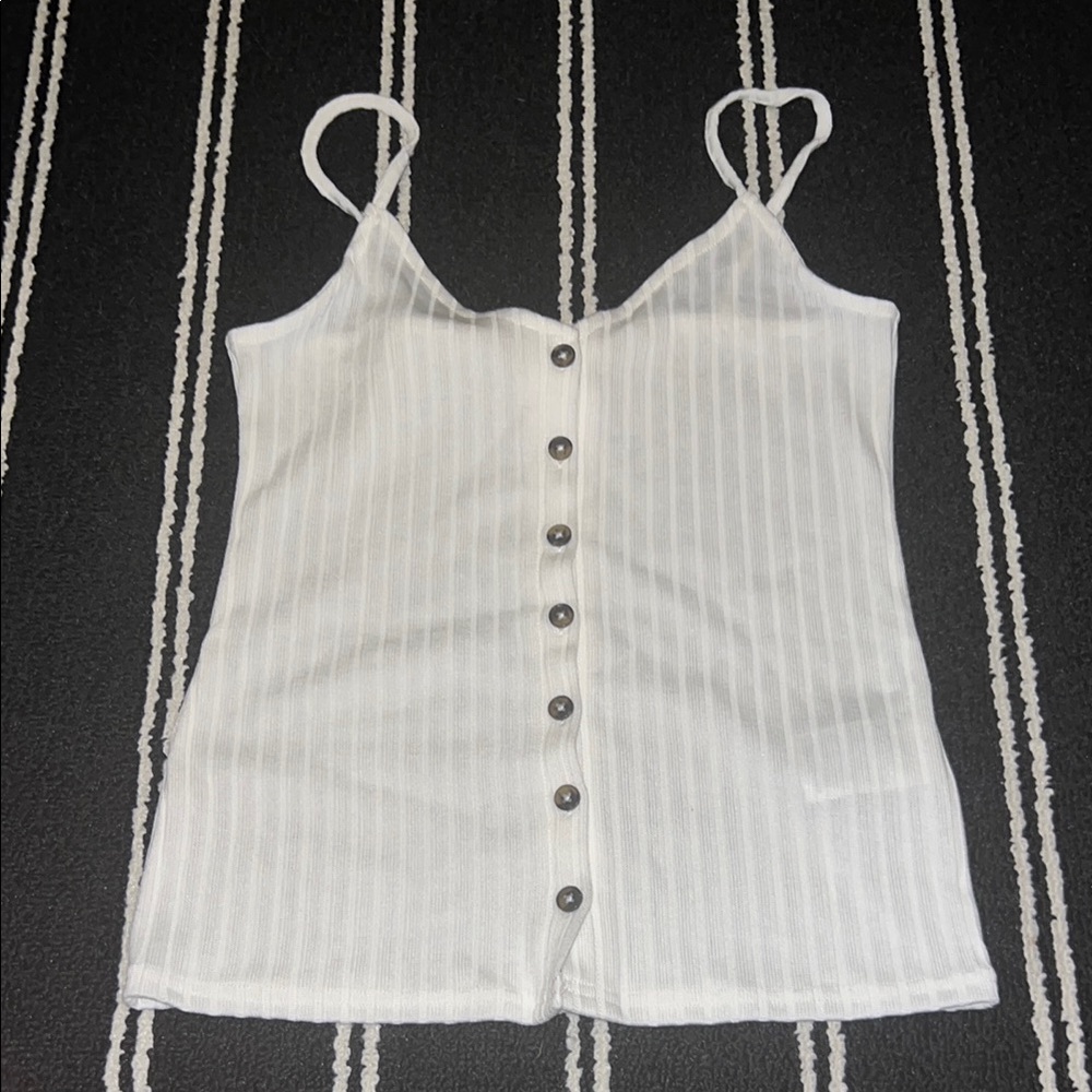 H&M White Button Down Ribbed Cami